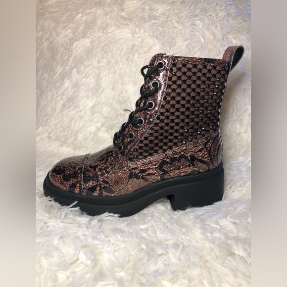 Steve Madden Brown and Black Studded Combat Boots - Picture 2 of 16
